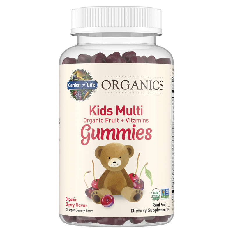 Garden of Life Organics Kids Multivitamin Gummies, Cherry Flavor, 120 Count 120 Count (Pack of 1)