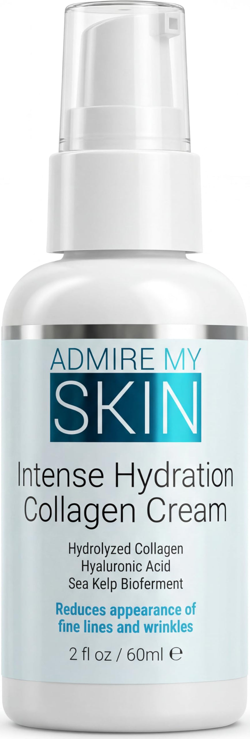 Admire My Skin Intense Hydration Collagen Cream Moisturizer 2oz | Hydrating Hyaluronic Acid Face Cream, Non Comedogenic Youthful Glow Formula for Dull Dry Skin 2 Fl Oz (Pack of 1)