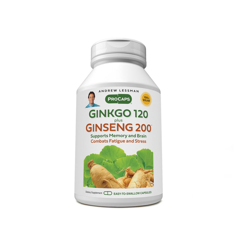 [Australia] - ANDREW LESSMAN Ginkgo 120 Plus Ginseng 200mg - 30 Capsules - Standardized Extract Blend to Support Brain, Memory and Cognitive Function. Adaptogen, Combats Stress and Fatigue. No Additives 30 Count (Pack of 1) 
