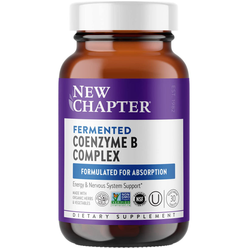 New Chapter Fermented Coenzyme B Complex, 30 Count | Rich in Vitamin B12, Vitamin B6, and Biotin with Organic Ingredients for Energy, Brain, and Beauty Support, One Daily 30 Count (Pack of 1)