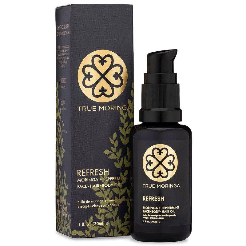 True Moringa Oil for Face, Body & Hair - 100% Pure Cold-Pressed Oil - Unrefined, Anti-aging, Reduce Wrinkles, Brightening Skin Tone, Minimize Age Spots - Vegan & Non-GMO (Peppermint, 30 ml) Peppermint 1 Fl Oz (Pack of 1)