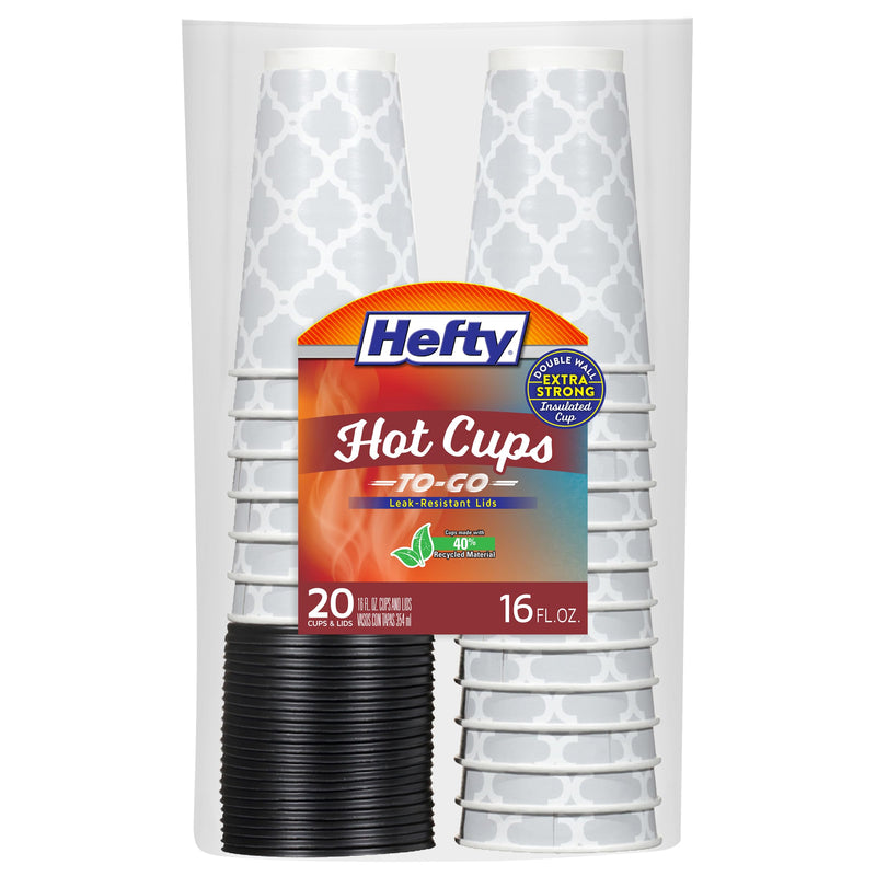 [Australia] - Hefty Paper Disposable Hot Cups with Lids, 16 Ounce, 20 Count 
