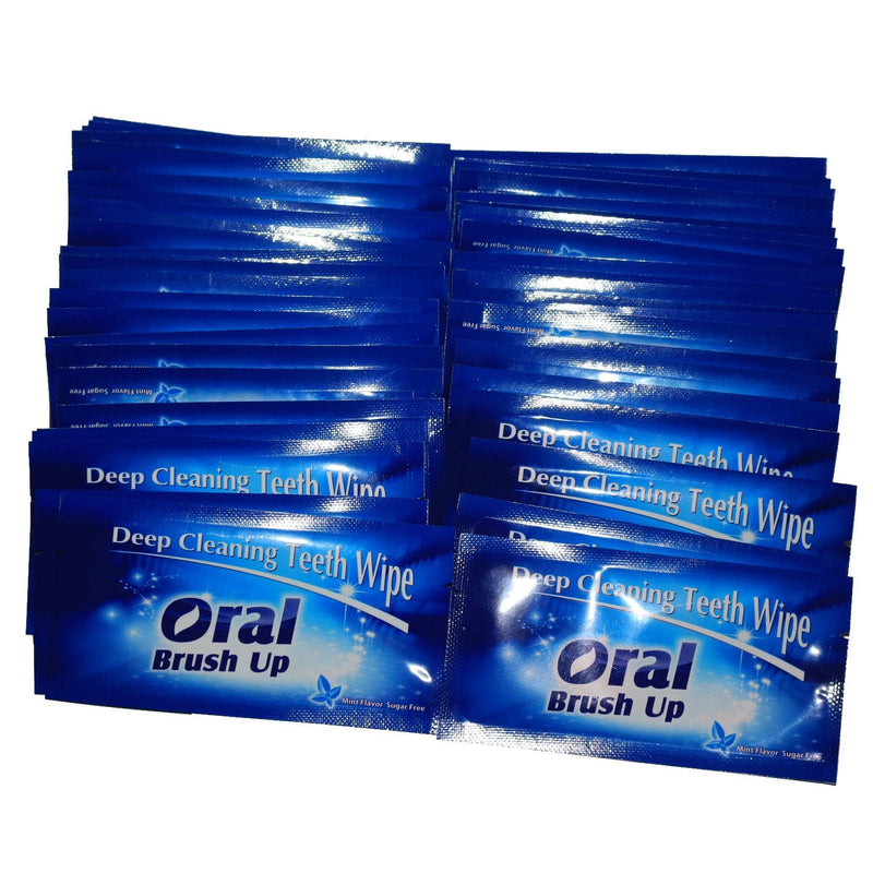 [Australia] - Mint Flavor Finger Teeth Wipes Disposable Brush Ups,Pack of 100,Dark Blue 