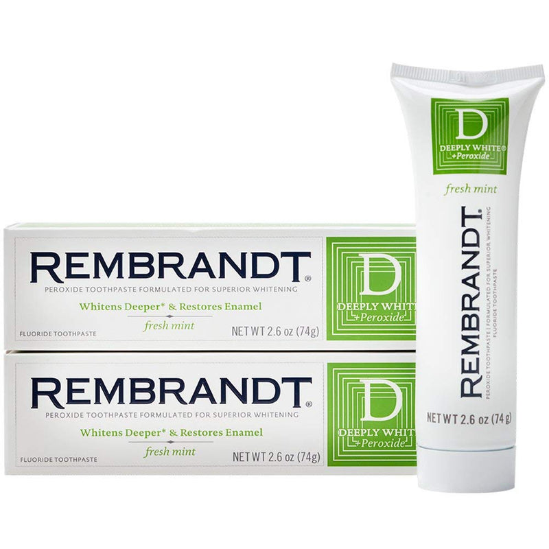 [Australia] - Rembrandt Deeply White + Peroxide Whitening Toothpaste, Fresh Mint Flavor, 2.6 Ounce (Pack of 2) 2.6 Ounce (Pack of 2) 