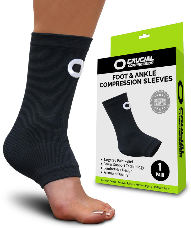 [Australia] - Ankle Brace Compression Support Sleeve (1 Pair) - BEST Ankle Compression Socks for Plantar Fasciitis, Arch Support, Foot & Ankle Swelling, Achilles Tendon, Joint Pain, Injury Recovery, Heel Spurs Medium (Men's 7-10 / Women's 8-11) Black 