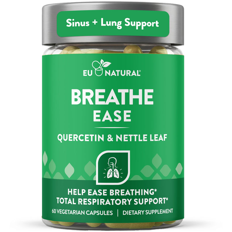 Breathe Inhaler Support Supplement - Sinus, Lungs, Open & Clear Airways - Seasonal Nasal Health, Bronchial Wellness, Healthy Chest - Quercetin, Vitamin D, Bromelain Pills - 60 Vegetarian Soft Capsules 60 Count (Pack of 1)