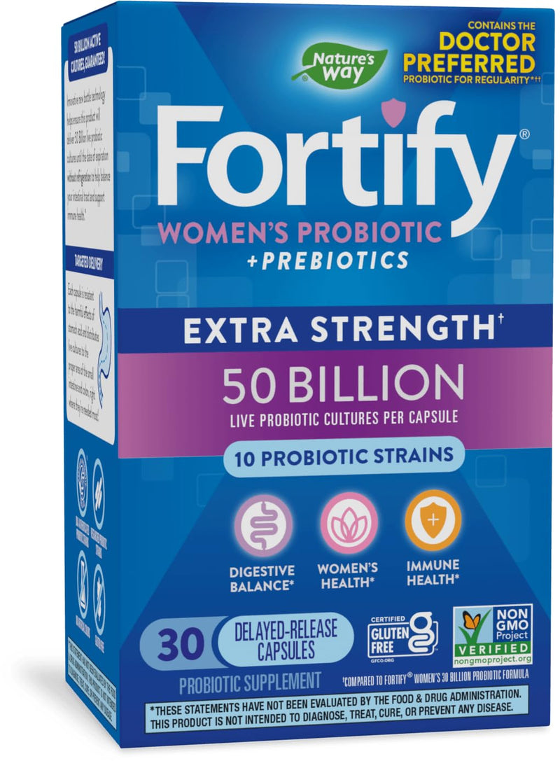 [Australia] - Nature's Way Fortify Extra Strength Probiotics for Women + Prebiotic, Digestive and Immune Health Support Supplement*, 30 Capsules 