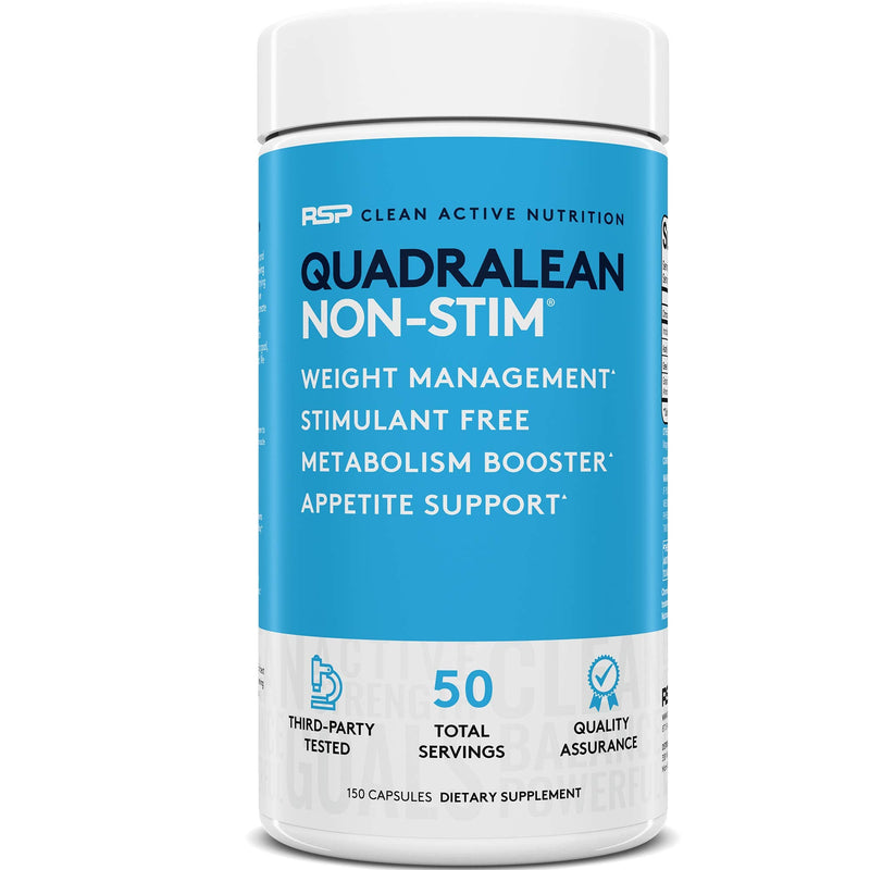 [Australia] - RSP Nutrition QuadraLean - Stimulant Free Weight Management, Metabolism Booster, Energy & Appetite Support - CLA, L-Carnitine, Green Tea Extract, Non-Stim Formula, 50 Serv (Packaging May Vary) 