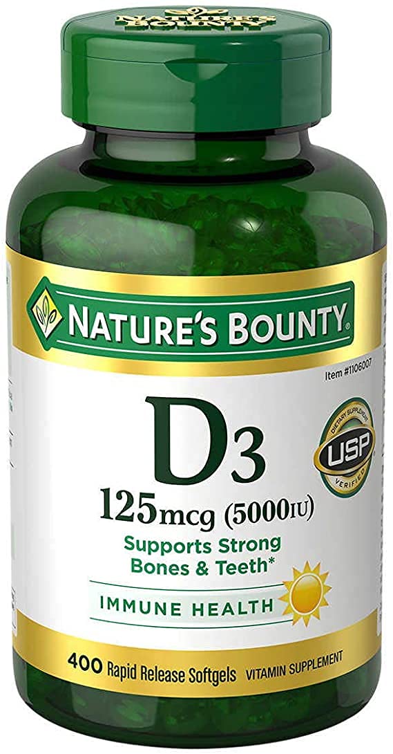 Nature's Bounty Immune Health Vitamin D3 5000 iu, Rapid Release 400 Softgels 400 Count (Pack of 1)