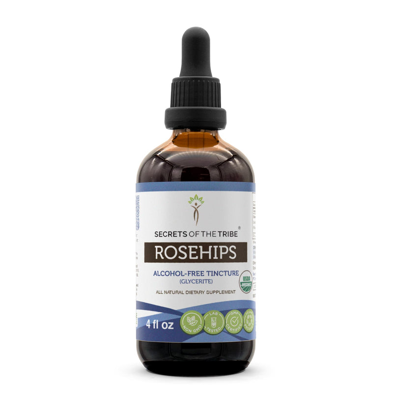Secrets of the Tribe Rosehips USDA Organic | Alcohol-Free Extract, High-Potency Herbal Drops | Made from 100% Certified Organic Rosehips (Rosa spp.) Dried Fruit 4 oz 4 Fl Oz (Pack of 1)