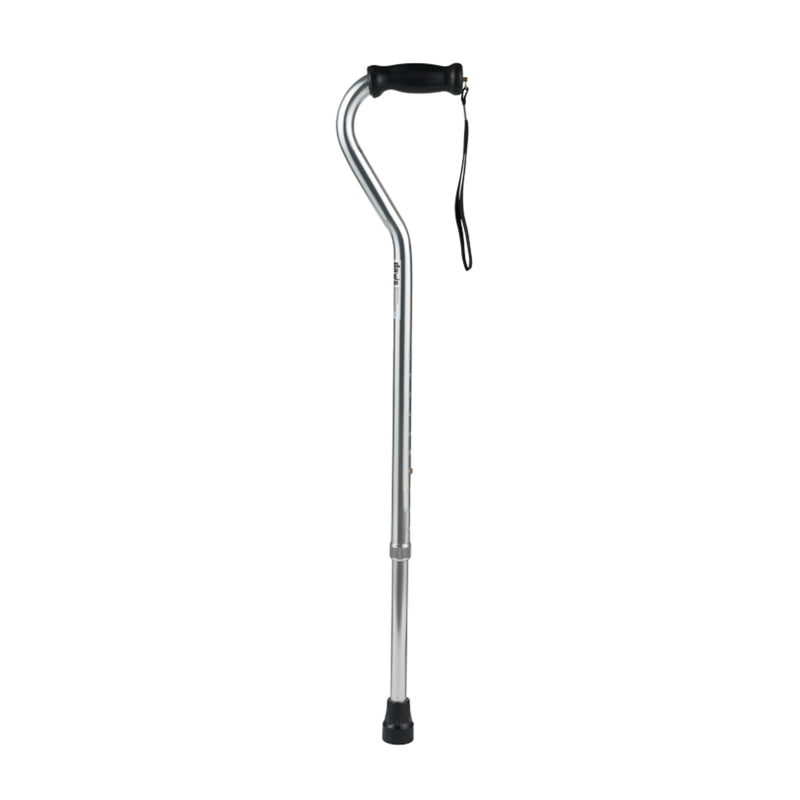 [Australia] - Days Standard Bariatric Offset Cane, Bariatric Cane with Rubber Tip, Heavy Duty Walking Cane for Weight Bearing, Limited Mobility Aid for Elderly, Tall & Heavy Adults, Silver with Black Handle Standard Cane 