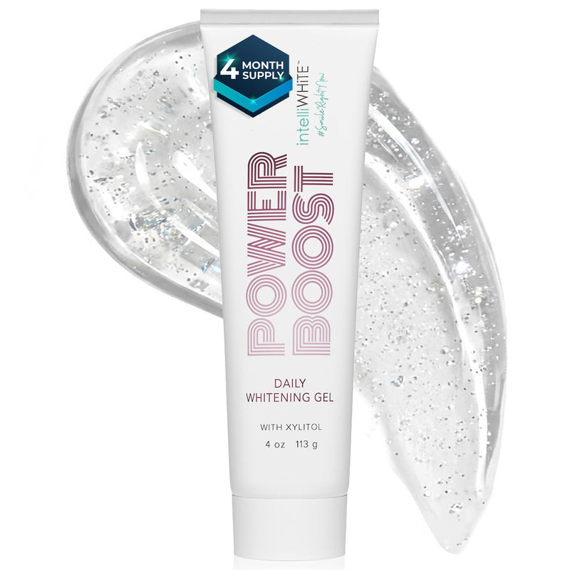 IntelliWHiTE Power Boost Daily Whitening Gel – Dentist Grade 5% Hydrogen Peroxide Teeth Whitening Gel, Simply Add to Toothpaste, Sensitive Teeth Safe, Enamel-Safe, Gum Care, 4 Month Supply