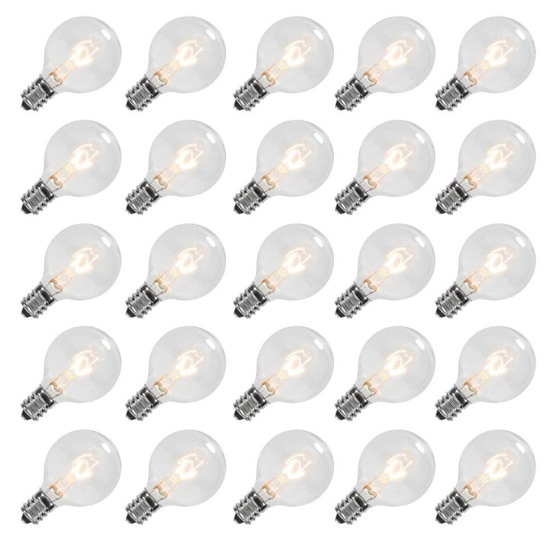 [Australia] - GOOTHY Clear Globe G40 Screw Base Light Bulbs Replacement 1.5-Inch, E12 Base, 25 Pack 25 Count (Pack of 1) Clear Bulb 