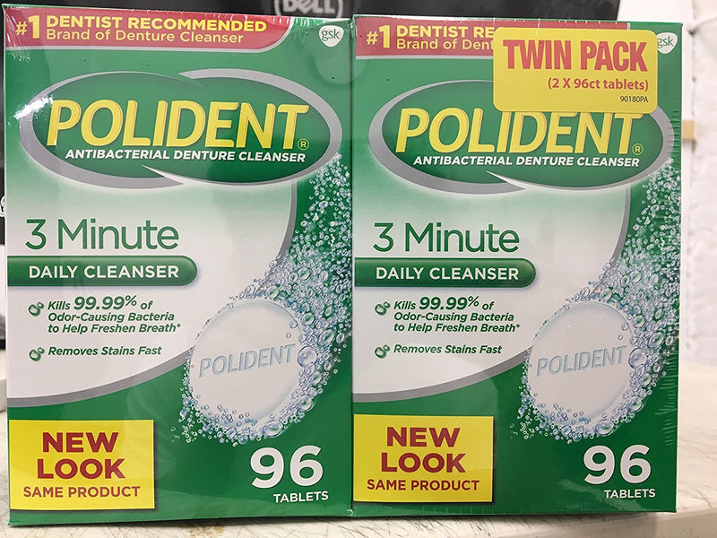 [Australia] - Improved Triple Mint Freshness - Polident Antibacterial 3 Minute Denture Cleanser 96 Tablets per Box (Pack of 2) 
