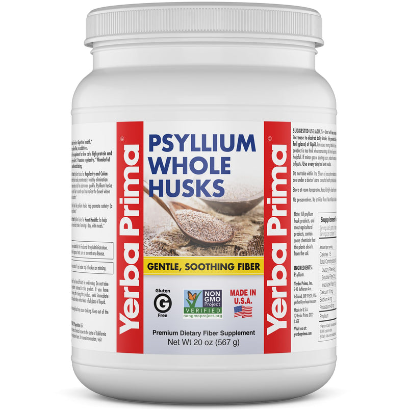 [Australia] - Yerba Prima Psyllium Whole Husks Fiber Supplement - Colon Cleanse - Gut Health - Vegan Non-GMO Gluten Free - 20oz 