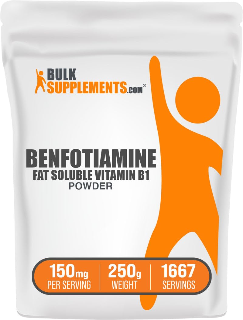 BulkSupplements.com Benfotiamine Powder - Vitamin B1 Benfotiamine Supplement, Fat Soluble B1 Vitamin - Gluten Free, 150mg per Serving, 250g (8.8 oz) (Pack of 1) 8.82 Ounce (Pack of 1)