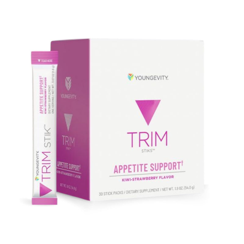[Australia] - Youngevity Official Trim Stiks - Kiwi-Strawberry - Support Energy & Focus with Mood Boost - Bioperine & Theobromine Energy Powder - Appetite Support (30 Sticks) 