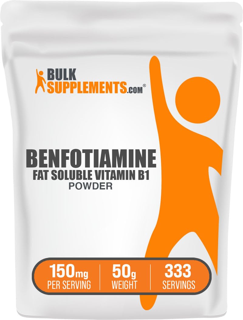 BulkSupplements.com Benfotiamine Powder - Vitamin B1 Benfotiamine Supplement, Fat Soluble B1 Vitamin - Gluten Free, 150mg per Serving, 50g (1.8 oz) (Pack of 1) 1.76 Ounce (Pack of 1)