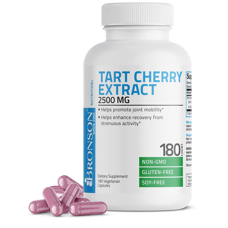 [Australia] - Bronson Tart Cherry Extract 2500 mg Vegetarian Capsules with Antioxidants and Flavonoids Non-GMO, 180 Count Unflavoured 180 Count (Pack of 1) 