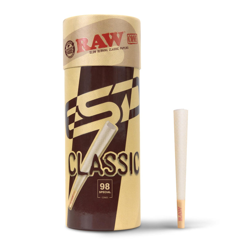 [Australia] - RAW Cones Classic 98 Special | 50 Pack | Natural Pre Rolled Rolling Paper with Tips & Packing Tubes Included 