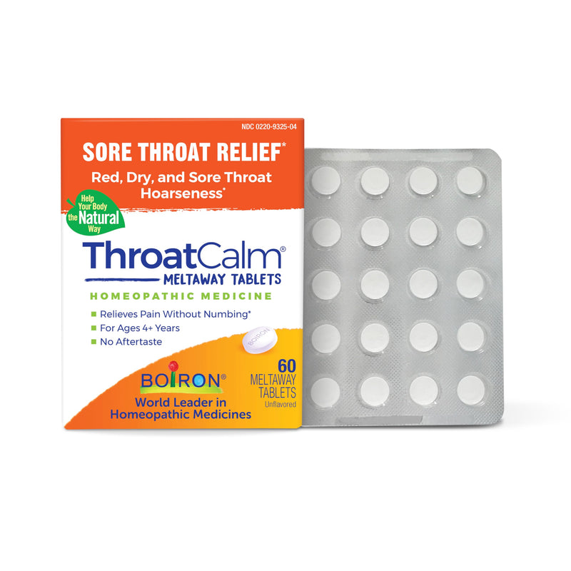 [Australia] - Boiron ThroatCalm Tablets for Pain Relief from Red, Dry, Scratchy, Sore Throats and Hoarseness - 60 Count 60 Count (Pack of 1) 