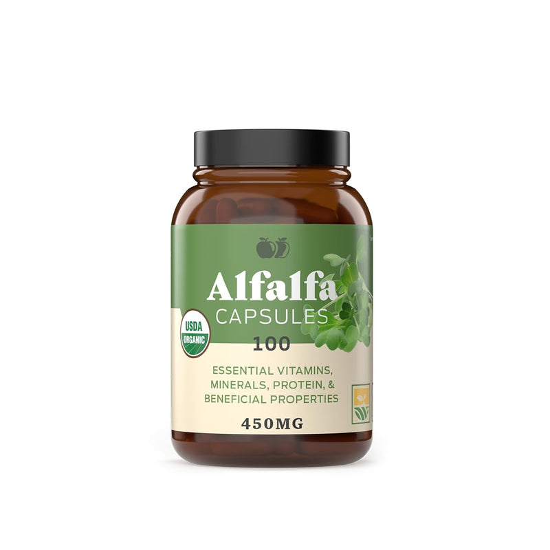 [Australia] - Complete Natural Products Pure Alfalfa Leaf (Medicago Sativa) - 100 Capsules - 630mg of Pure Dried Organic Alfalfa Leaf Powder in Veggie Capsules 