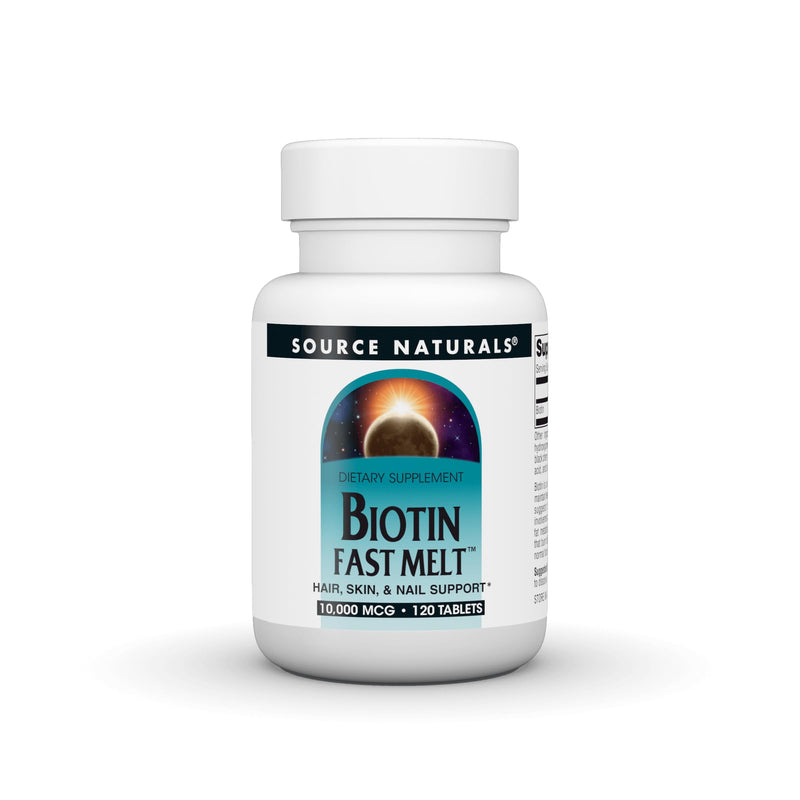 Source Naturals, Biotin Fast Melt -10,000 mcg - 120 Tablets | Hair, Skin, and Nail Support 120 Count (Pack of 1)