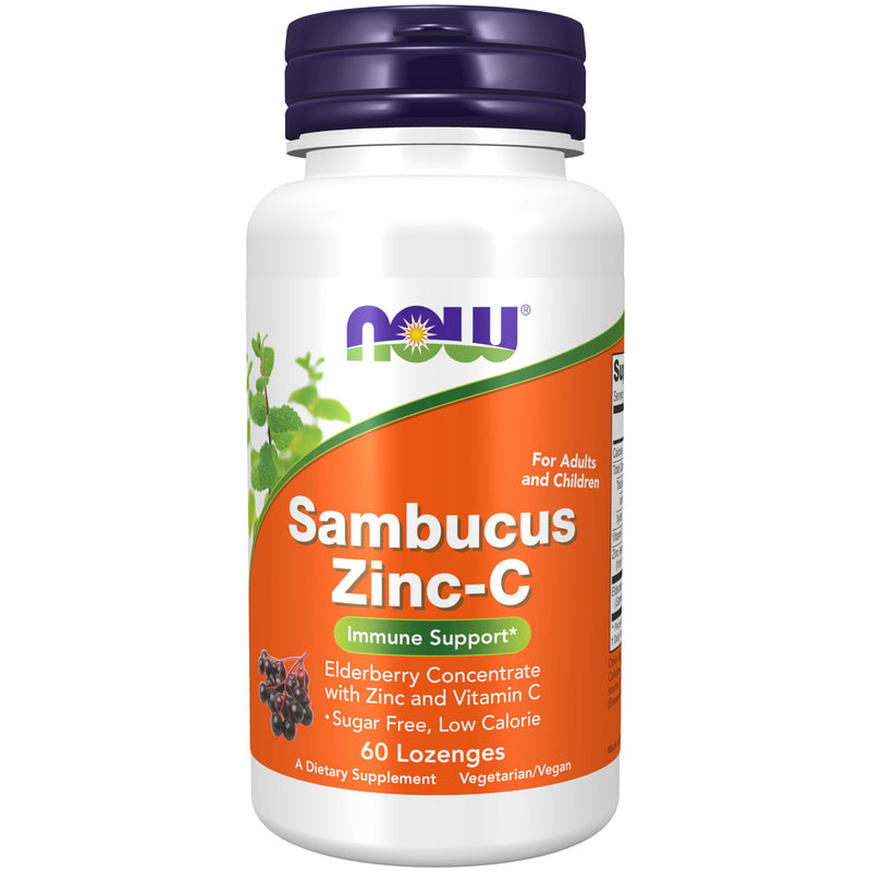 NOW Foods Supplements, Sambucus Zinc-C with Elderberry Concentrate and Vitamin C, 60 Lozenges 60 Count (Pack of 1)