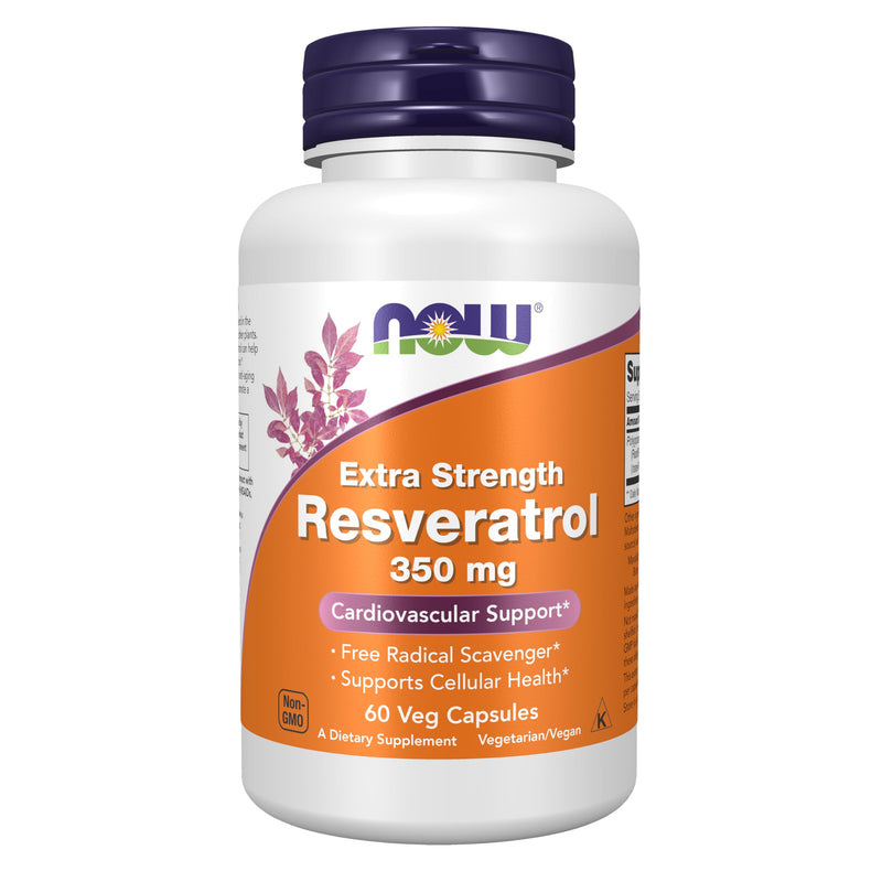 NOW Foods Supplements, Extra Strength Resveratrol 350mg, Natural Trans Resveratrol from 700 mg Japanese Knotweed Extract, 60 Veg Capsule 60 Count (Pack of 1)