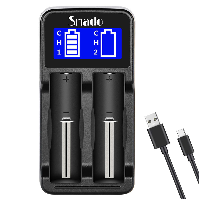 [Australia] - Intelligent Charger, Snado LCD Display Universal Smart Charger for Rechargeable Li-ion Batteries 18650 18490 18350 17670 17500 16340 14500, Ni-MH/Ni-Cd A AA AAA Batteries (2 Slots) 
