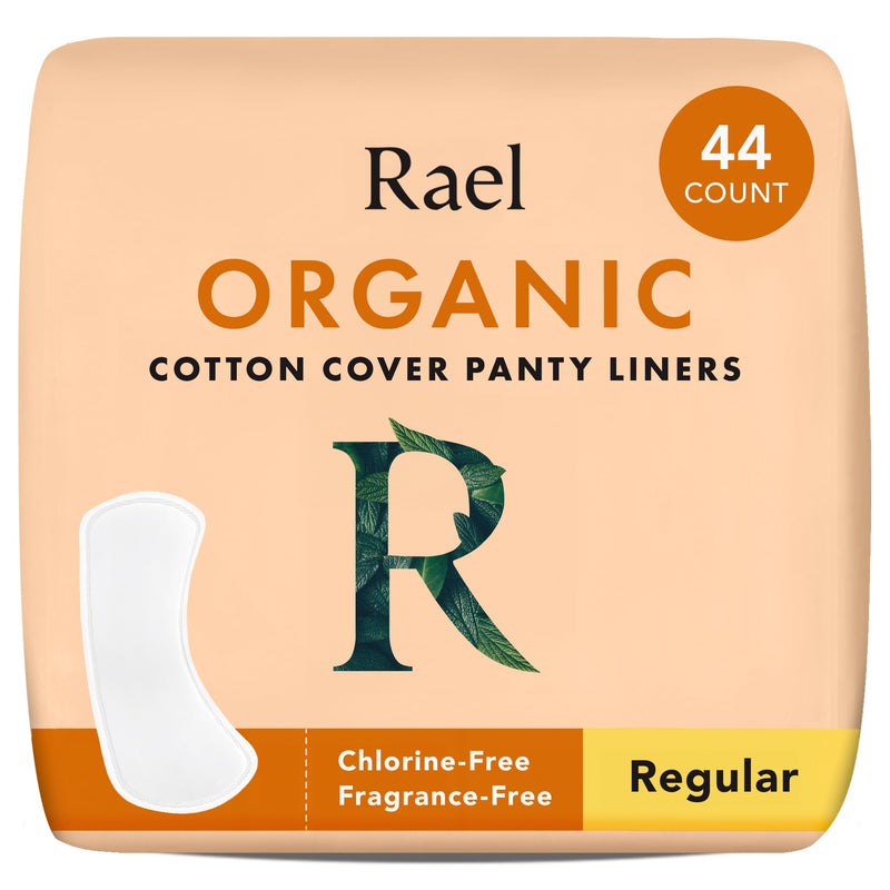 [Australia] - Rael Panty Liners for Women, Organic Cotton Cover - Regular Pantiliners, Light Absorbency, Unscented, Chlorine Free (Regular, 44 Count) 