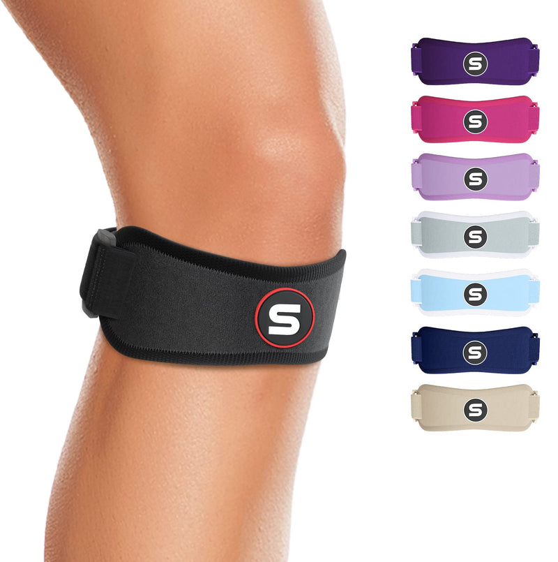 [Australia] - Sleeve Stars Patellar Tendon Support Strap Osgood Schlatter Knee Brace for Kids, Youth, Women & Men w/ 3 Lengths, Swedish Brand Patella Knee Strap Support Band for Arthritis, Tendonitis & Pain (Black) One Size Black 1 