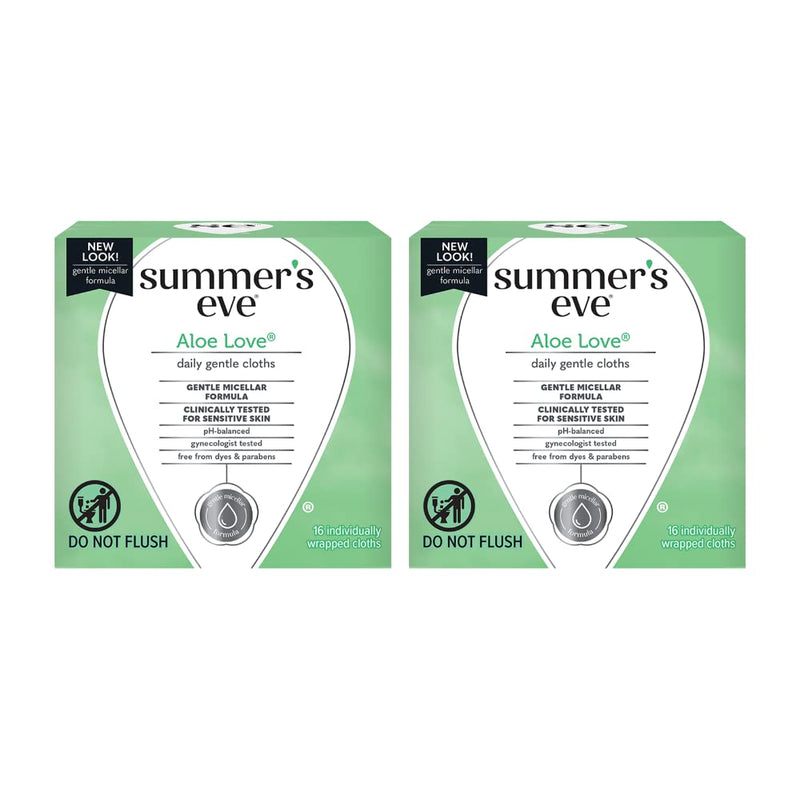 [Australia] - Summer's Eve Aloe Love Gentle Daily Feminine Wipes 16 Count, (Pack of 2) 16 Count (Pack of 2) 