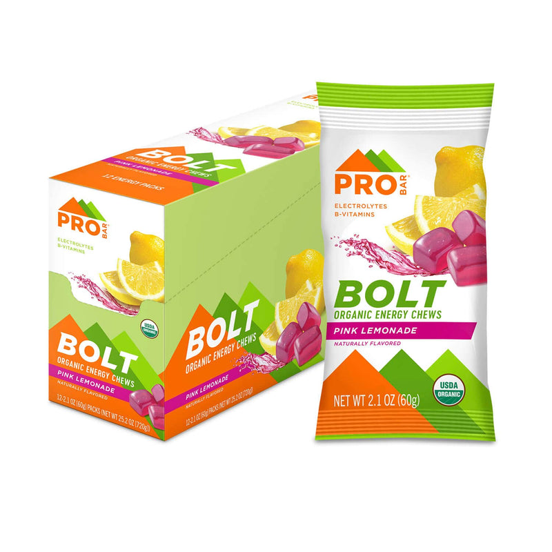 PROBAR Bolt Energy Chews for Running & Cycling – Organic Sports Nutrition Gummies with Electrolytes & B Vitamins, Fast Carb Endurance Fuel, Vegan Gluten Free Non-GMO, Pink Lemonade (12 Pack) 12 Count (Pack of 1)
