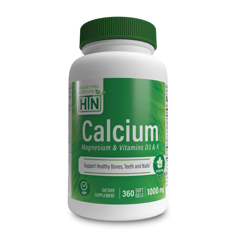 Health Thru Nutrition Calcium 1000mg and Magnesium 400mg with Vitamin D3 & K 360 Softgels (4 Month Supply) | Liquid Calcium 1000mg Magnesium 400mg, Supplement with Vitamin D3 and Boron | Bone Restore & Strength with 6 Calcium Complex Unflavored