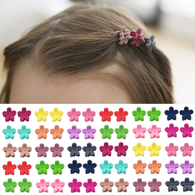 [Australia] - 60pcs Baby Girl Mini Hair Claw Clips Flower Hair Bangs Pin Baby Girl Hair Accessories Clips Multicolor-Flower 