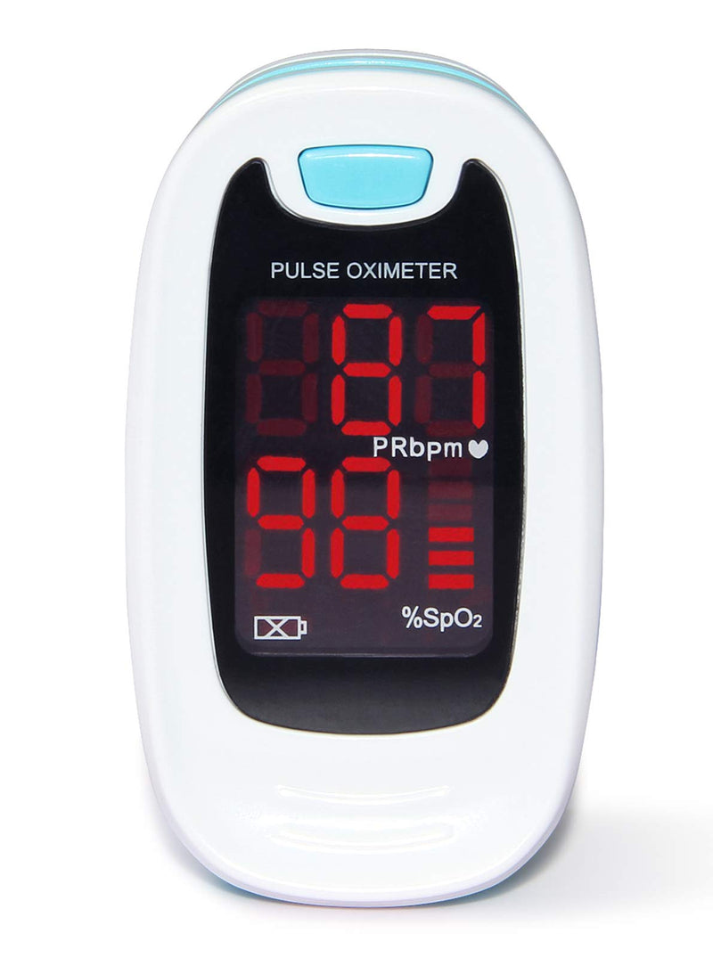 [Australia] - CONTEC CMS50M Fingertip Pulse Oximeter Blood Oxygen Saturation Monitor with Lanyard Blue White Color 