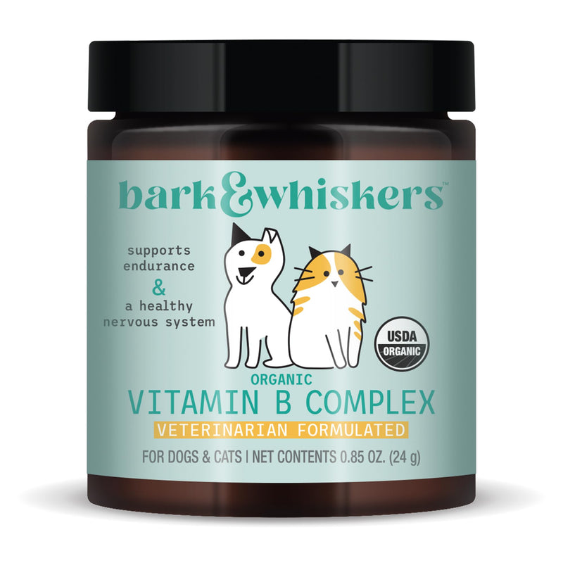 Bark & Whiskers Organic Vitamin B Complex, 0.85 Oz. (24 g), 60 Scoops, Supports A Healthy Nervous System & Endurance, Veterinarian Formulated, Non-GMO, Certified USDA Organic, Dr. Mercola - PawsPlanet Australia