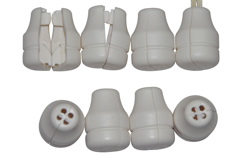 [Australia] - 8 Pack Safety White Blind Knobs. This Tassel Separates The Pull Cords When Excessive Pressure is Detected to Avoid Potential Child Or Pet Strangulation. A Smart Choice for Parents. 8 Bell Shape, White 