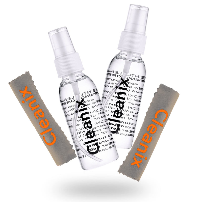 [Australia] - Glasses Cleaner Set of 2, Alcohol-Free Eyeglass Cleaner, 2pcs 2-Oz Spray Bottles with 2 Microfiber Glass Cleaner Cloths, Travel-Sized Lens Cleaner Kit, Safe for Glasses, & Electronic Devices 2 Fl Oz (Pack of 2) 