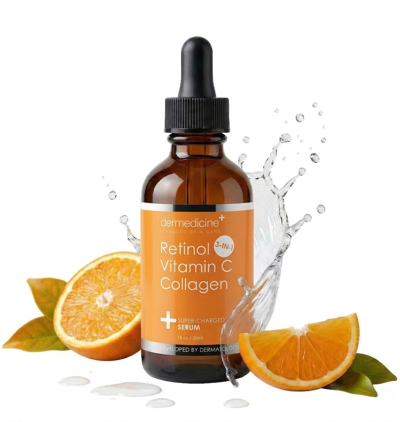Retinol, Vitamin C and Collagen Face Serum, 1 fl oz | Formulated with glycerin and ceramide NP for a simple daily skincare routine 1 Fl Oz (Pack of 1)