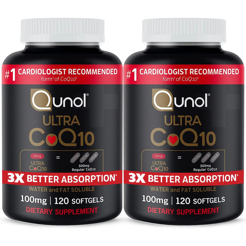 [Australia] - Qunol Ultra CoQ10 100mg Softgels- 3x Better Absorption, Antioxidant for Heart Health & Energy Production, Coenzyme Q10 Vitamins and Supplements, 8 Month Supply, 120 Count (Pack of 2) 