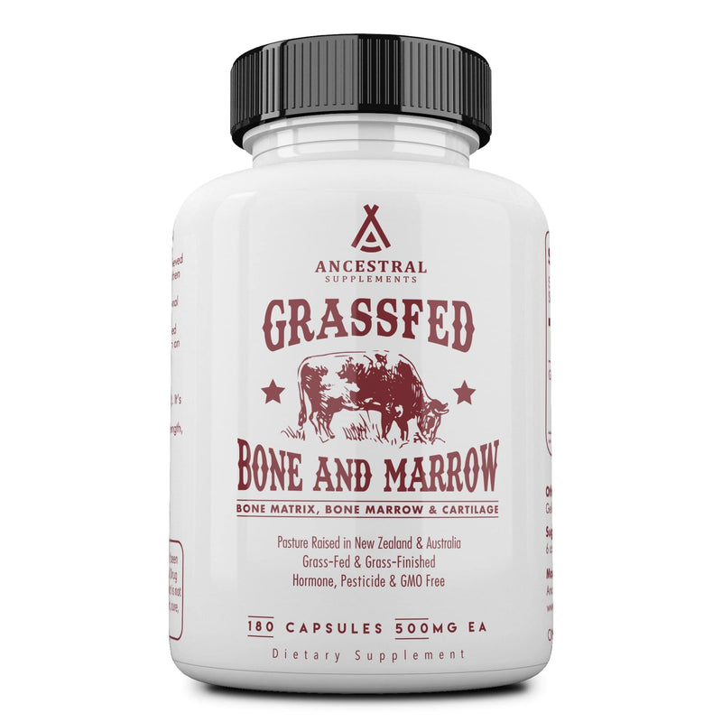 [Australia] - Ancestral Supplements Grass Fed Beef Bone and Marrow Supplement, 3000mg, Skin, Oral Health, and Joint Support Supplement, Promotes Whole-Body Wellness, Non GMO Whole Bone Extract, 180 Capsules 
