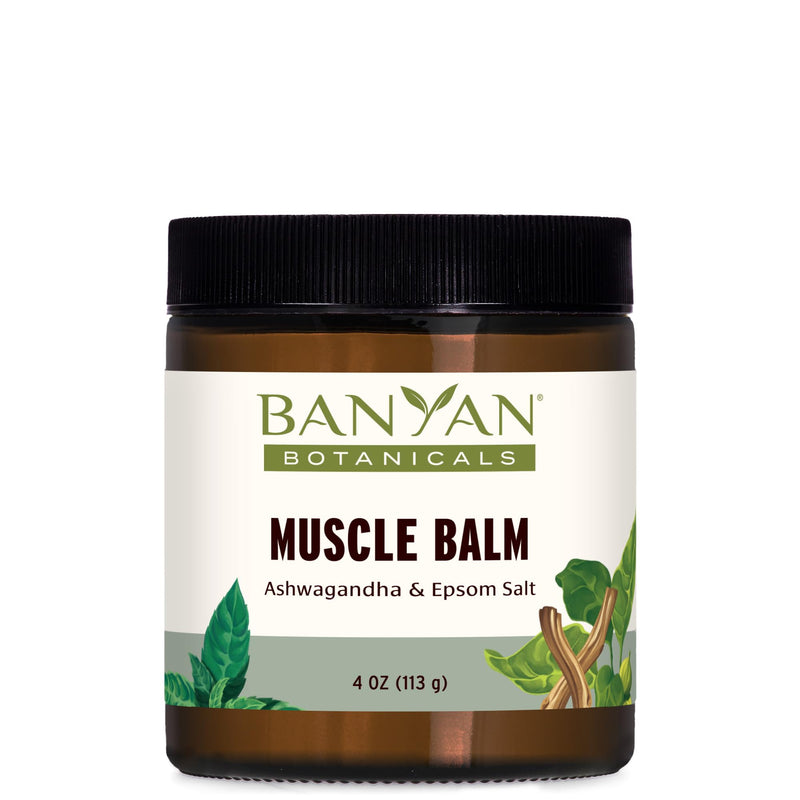 [Australia] - Banyan Botanicals Muscle Balm – Organic Muscle Massage Balm with Ashwagandha Root & Epsom Salt – Supports Healthy Circulation & Soothes Tired Muscles – 4oz – Non GMO Sustainably Sourced Petroleum Free 