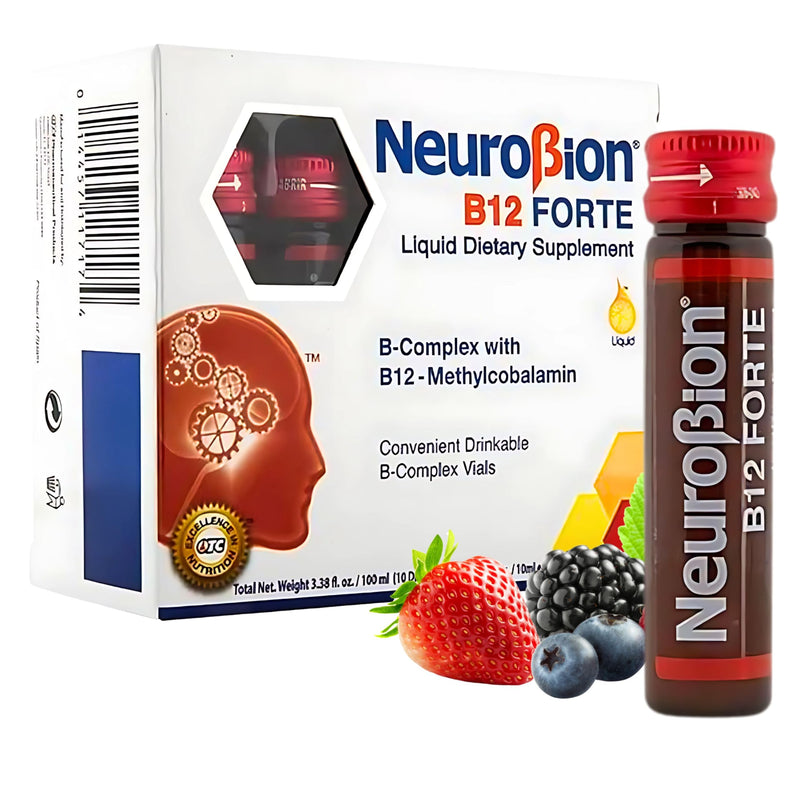 Neurobion Forte Vitamin B12 Methylcobalamin B6 B2 Niacin Liquid Shots Daily Energy & Nervous System Support Complex Easy Oral Drinkable10 Vials