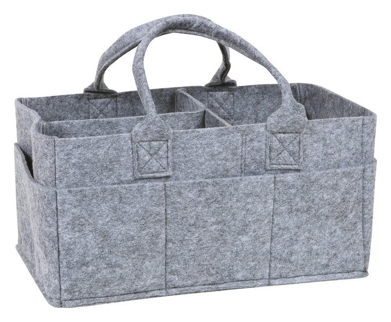 [Australia] - Sammy & Lou Collapsible Light Gray Felt Storage Caddy, Divided Design To Keep Diapers, Wipes And Changing Items Organized, Two Handles, 12 in x 6 in x 8 in 