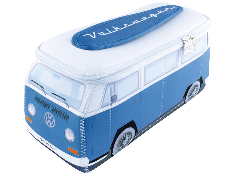 BRISA VW Collection - T2 Bus Camper Toiletry Bag Cosmetic Case | Volkswagen Toiletry Bag Cosmetic Case, Water-Repellent, Hanging Hook, 4 Mesh Pockets for Travel, Bathroom, Neoprene, Large ['Large (30 x 14 x 12 cm)'] ['Blue']