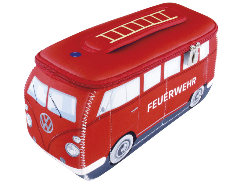 BRISA VW Collection - T1 Bus Camper Toiletry Bag Cosmetic Case | Volkswagen Toiletry Bag Cosmetic Case, Water-Repellent, Hanging Hook, 4 Mesh Pockets, Travel, Neoprene, Fire Engine/Red Large Large (11.8 X 5.5 X 4.7 Inches)