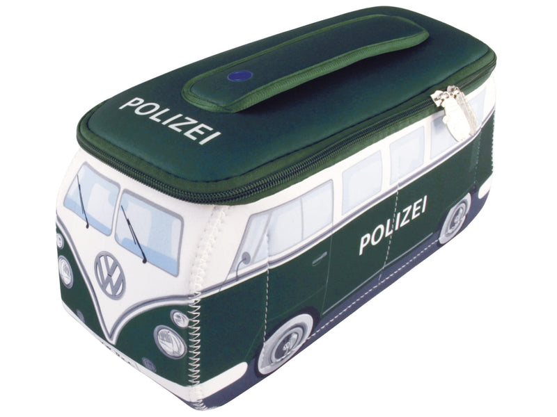 BRISA VW Collection - T1 Bus Camper Toiletry Bag Cosmetic Case | Volkswagen Toiletry Bag Cosmetic Case, Water-Repellent, Hanging Hook, 4 Mesh Pockets, Travel, Neoprene, Police/Green Large Large (11.8 X 5.5 X 4.7 Inches)