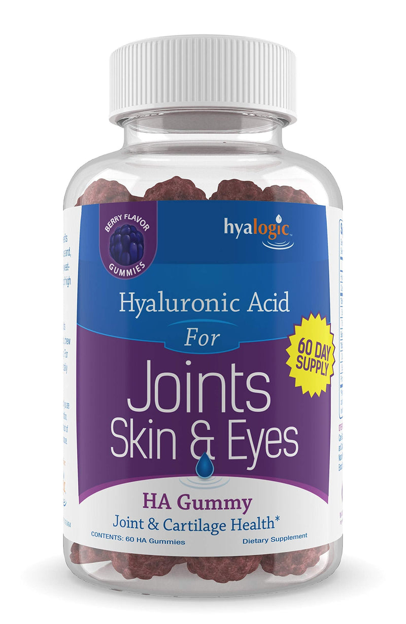 [Australia] - Hyalogic Chewy HA Gummies Mixed Berry Flavor Hyaluronic Acid Gummies – Gluten-Free Gummy Vitamins for Adults - HA Supplement for Joints, Skin & Eyes –60 Count (120 mg) 60 Count (Pack of 1) 